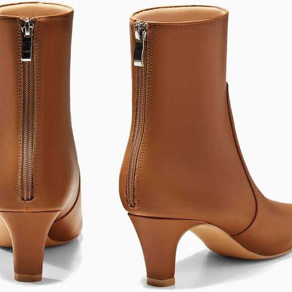 Women's Faux Leather Kitten Heel Ankle Boots Fall Comfort Elegant Style - Picture 4 of 5